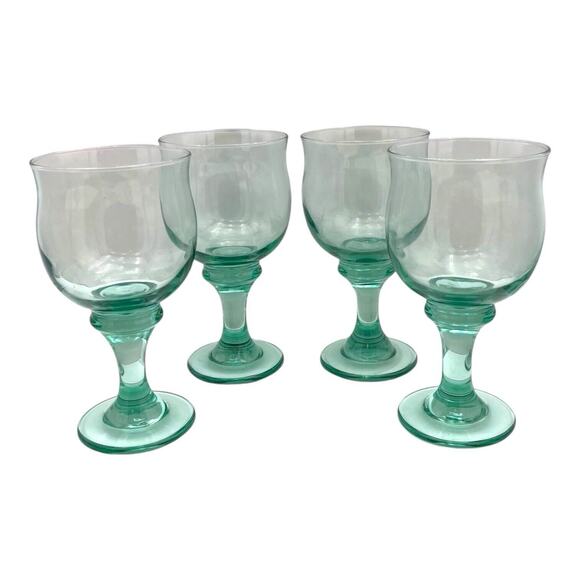 Libbey Clarion Goblets 16 oz. Spanish Green 6 7/8" Vintage Wine Glass Set of 4 - Picture 1 of 8